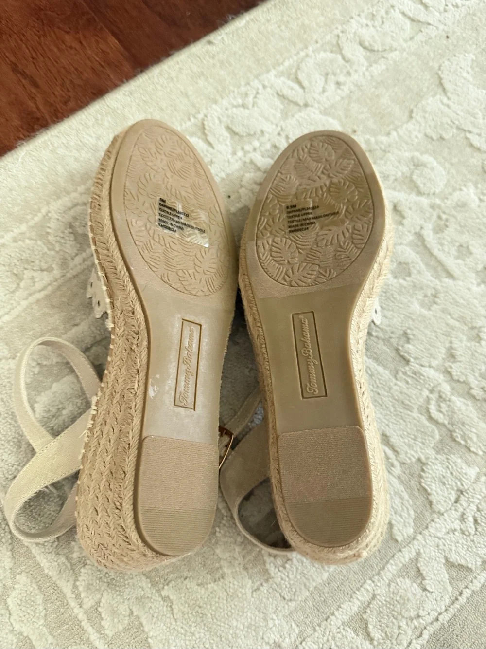 NEW Tommy Bahama Beige Cutout Espadrille Slingback Wedge